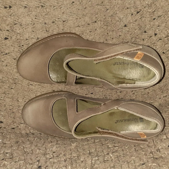 EL NATURALISTA-COLIBRI NF 60-Taupe/Plume Leather Mary Jane-Spool Heel-Sz 38-EX - Picture 7 of 8